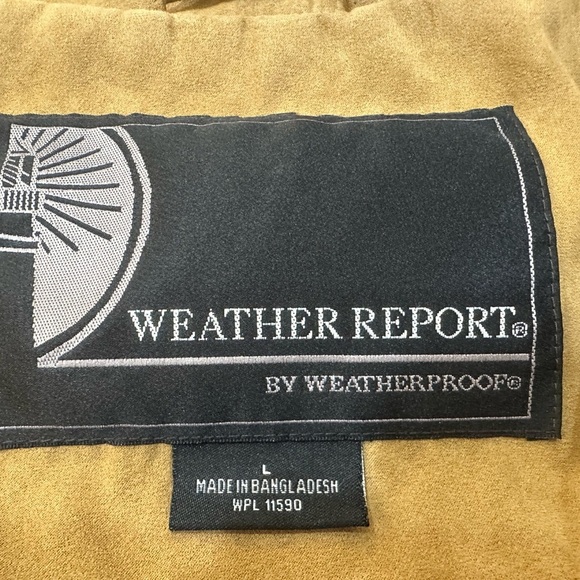 WEATHER REPORT Men’s Brown Collared Zip Up Jacket 2 Double Pockets Size Large - Picture 5 of 16